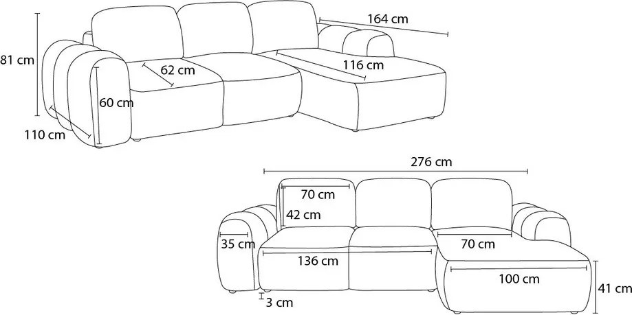Beżowy rozkładany narożnik z materiału bouclé ze schowkiem (lewostronny/z szezlongiem) Montaigne – Bobochic Paris