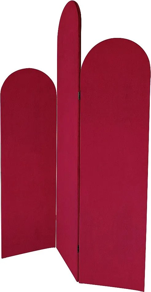 Parawan 3-częściowy asymetryczny welurowy - dł. 120 x wys. 180 cm - Czerwony - CARMIDA