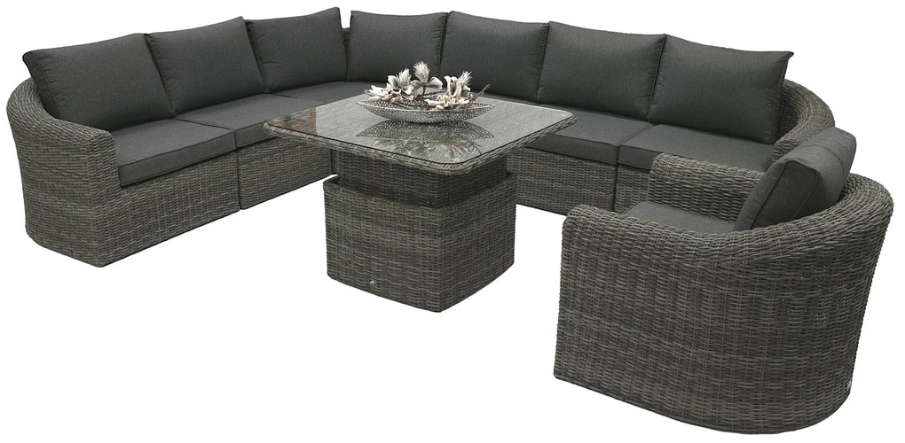 Rattanowy zestaw modułowy BORNEO LUXURY dla 7 osób (szary)