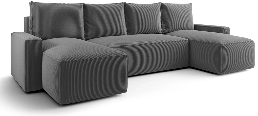 Szary tapicerowany narożnik rozkładany z pojemnikiem F9-G05