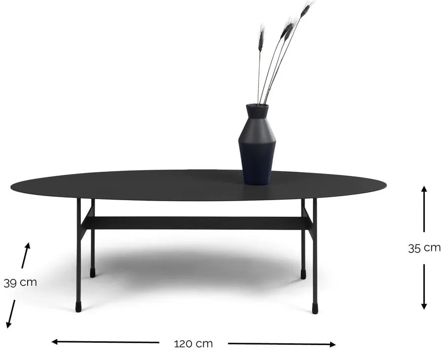 Czarny metalowy stolik 39x120 cm Mira – Spinder Design