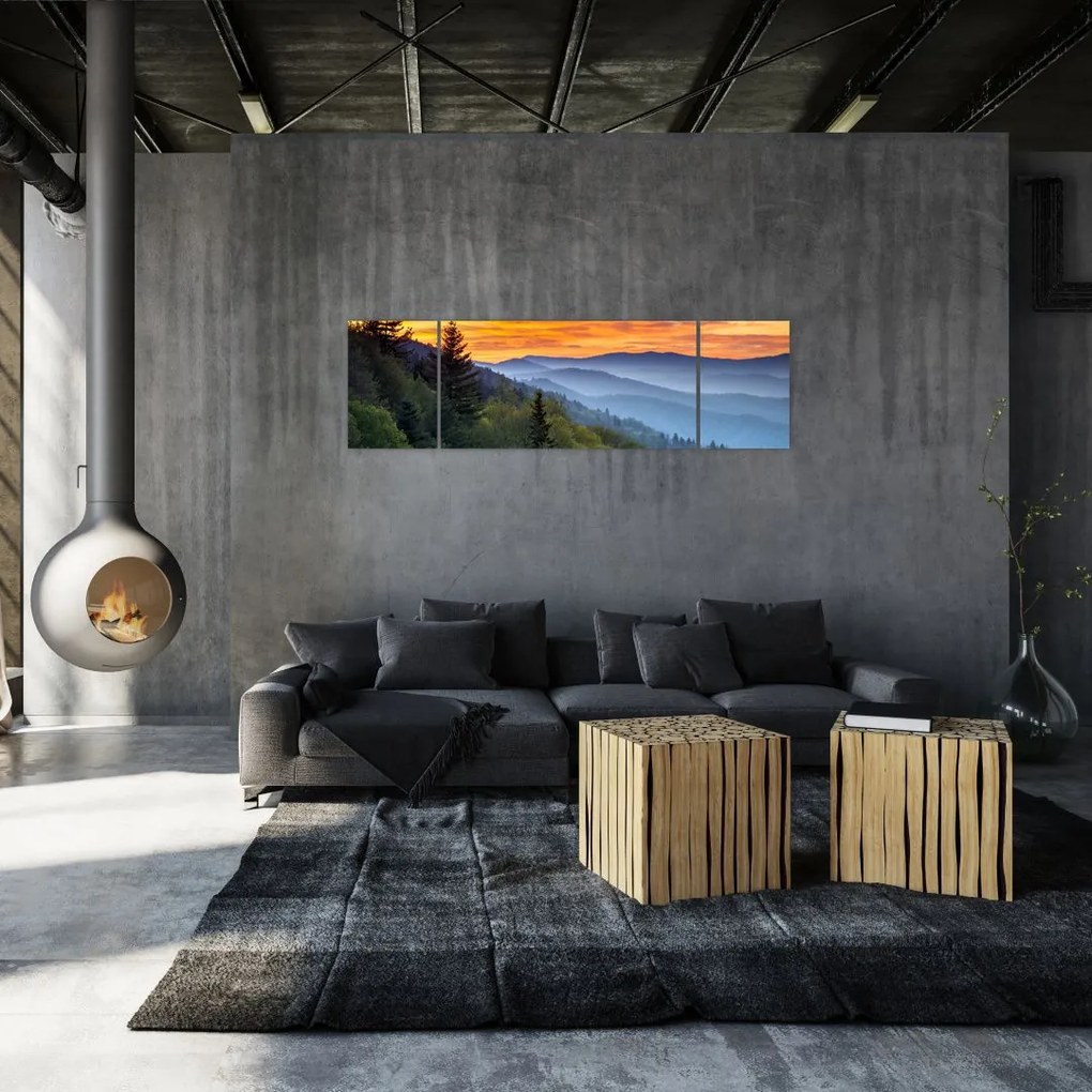 Obraz - Czerwone chmury w górach (170x50 cm)