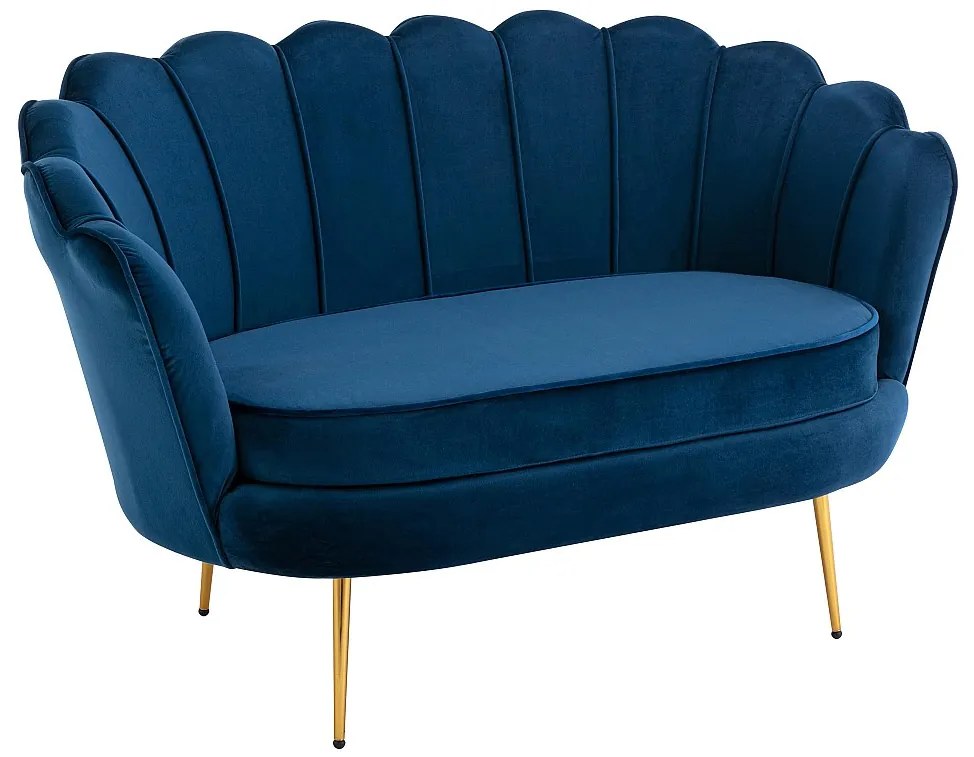 Kanapa 2-osobowa w kształcie muszli z ciemnoniebieskiego weluru DANDELION marki Pascal Morabito