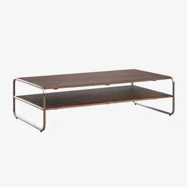 Stolik Kawowy Z Drewna Akacjowego I Stali Nierdzewnej Altrex Ciemny Akacjowy Brąz & 110 X 60 Cm - Sklum