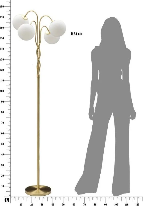 Lampa stojąca w biało-złotym kolorze ze szklanym kloszem (wysokość 176 cm) Glamy – Mauro Ferretti