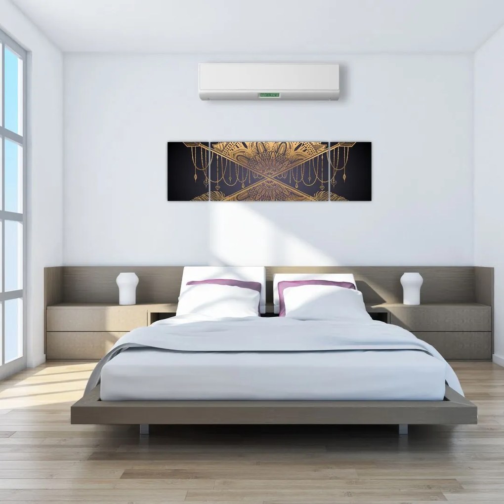 Obraz - Złota mandala ze strzałkami (170x50 cm)