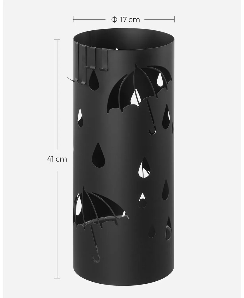SongmicsHome Metalowy stojak na parasole ANABEL, 17x41 cm, czarna