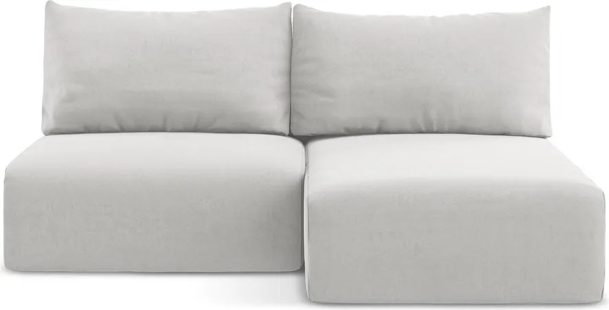 Jasnoszary aksamitny rozkładany/ze schowkiem narożnik (prawostronny/z szezlongiem) Kalena – Makamii