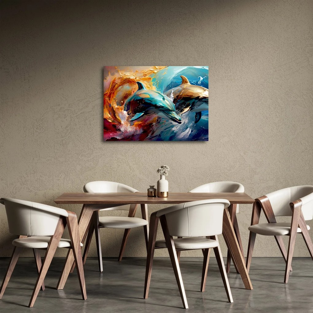 Obraz - Malowanie delfinów (70x50 cm)