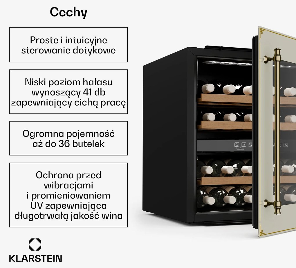 Klarstein Victoria lodówka na wino 36 butelek