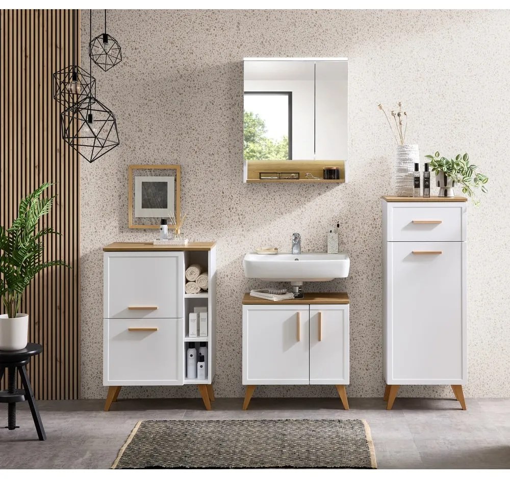 Biała niska/wisząca szafka łazienkowa 77x60 cm Quickset 383 – Pelipal
