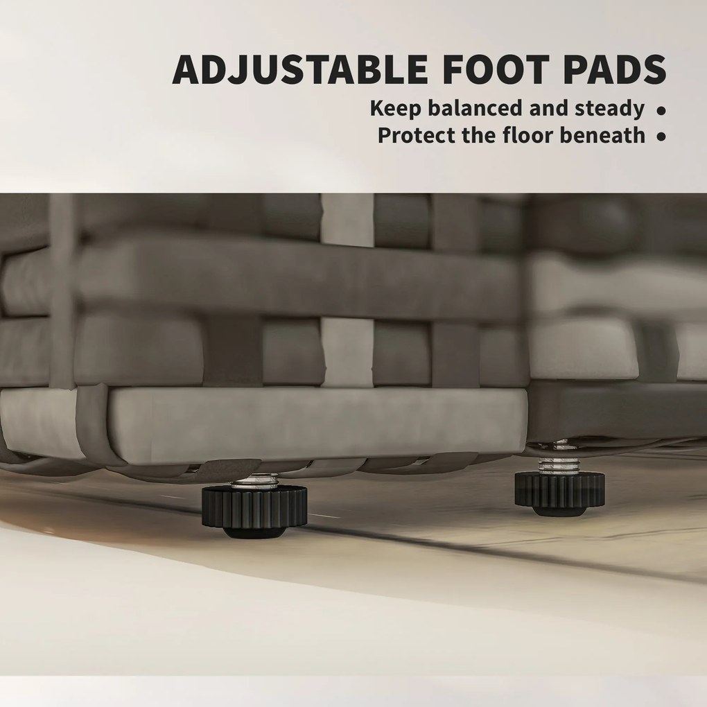 Outsunny Rattanowa sofa 2-osobowa z poduszkami, składane boczne stoliki, jasnoszary | Aosom PL