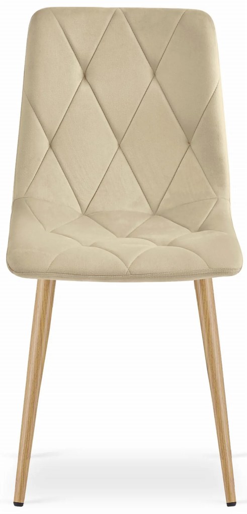 Jasnobeżowe aksamitne krzesło jadalniane LIBRA