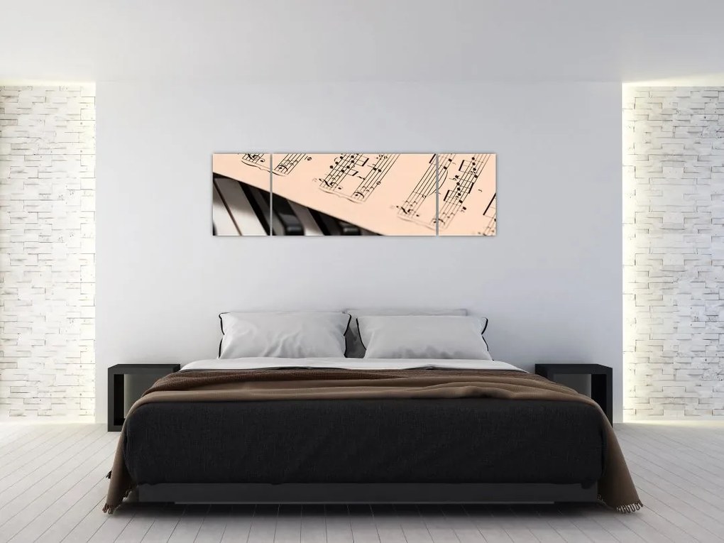 Obraz fortepianu z nutami (170x50 cm)