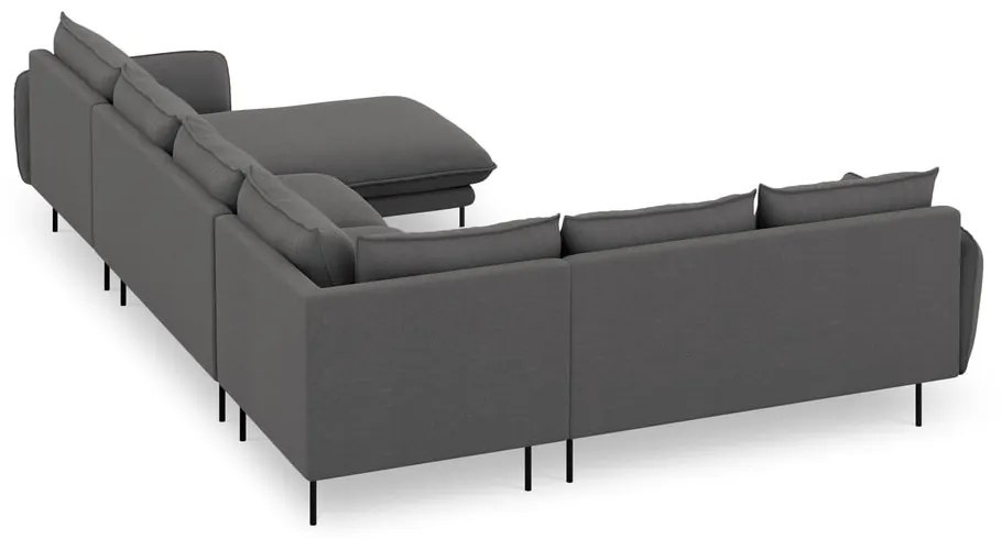 Ciemnoszara sofa w kształcie litery U Cosmopolitan Design Vienna, lewostronna