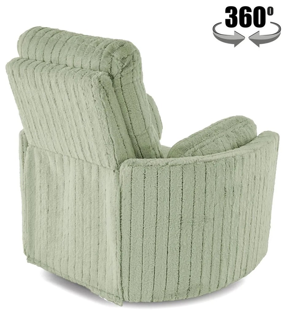 Fotel wypoczynkowy, obrotowy, elektrycznie rozkładany, bujany PEGAS miętowy