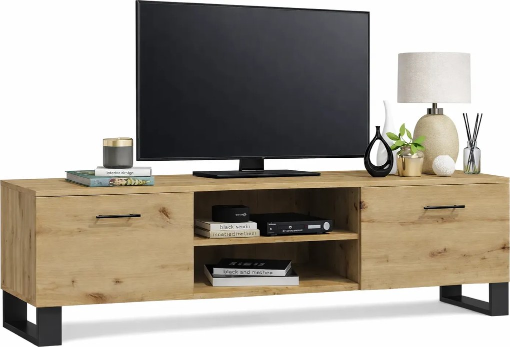 Szafka RTV na czarnych nóżkach dąb artisan W8-F20