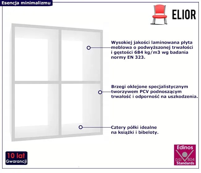 Biały otwarty niski regał na książki H6-W85