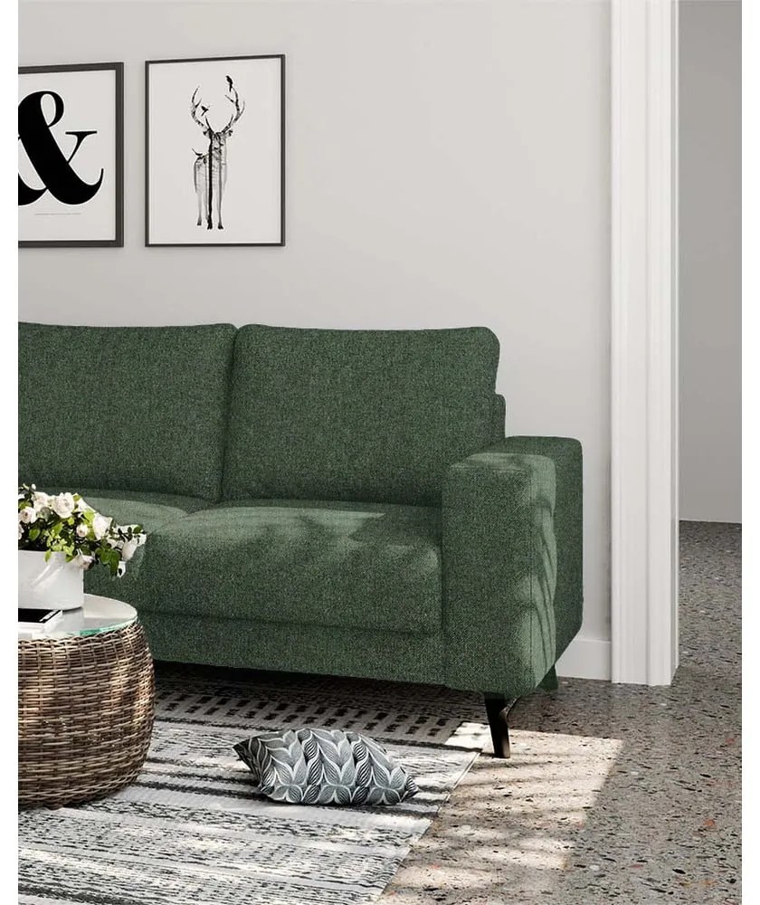 Ciemnozielony narożnik (lewostronny/z szezlongiem) Fynn – Ghado