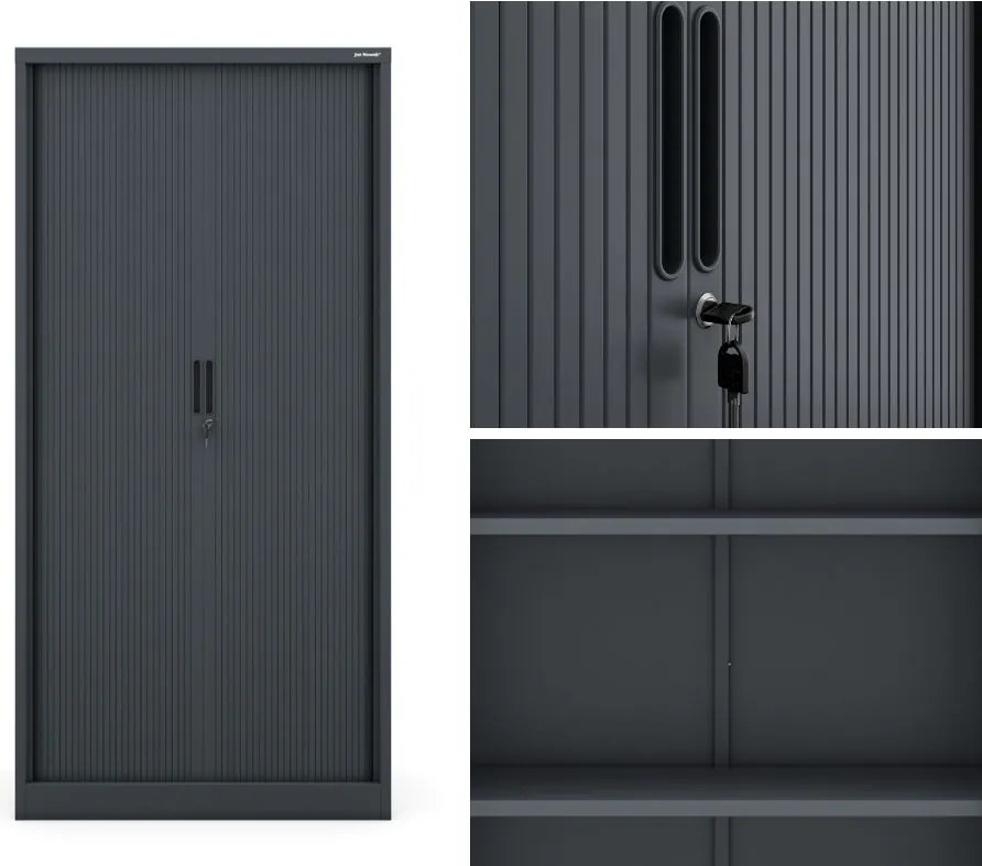 Szafa biurowa na akta z roletą Damian 90x45x185 cm antracyt