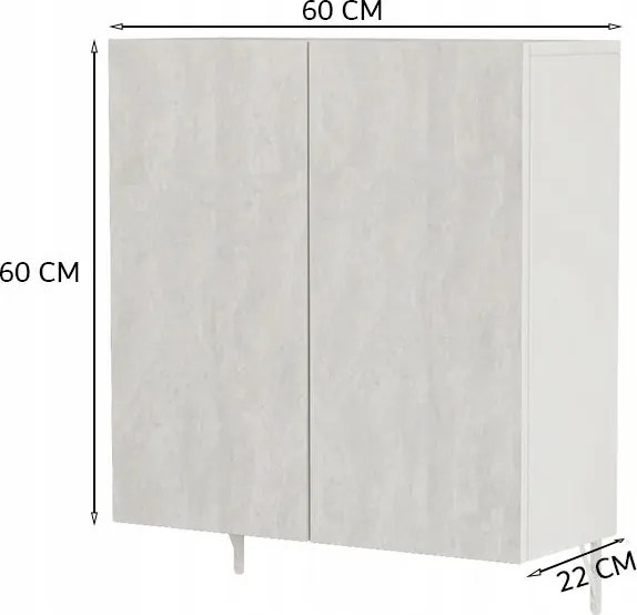 Szafka łazienkowa z lustrem ściennym 60x60x22 cm – 2 drzwi, biała, nowoczesny design