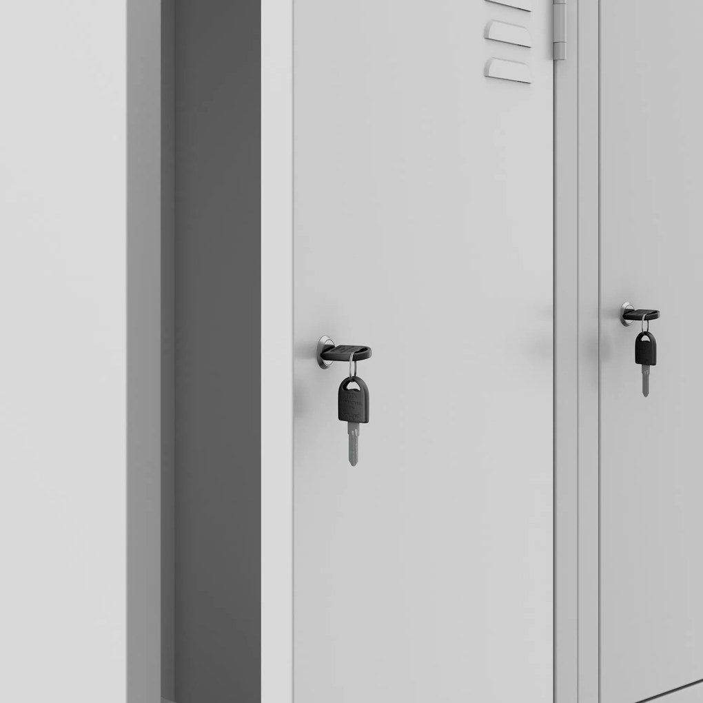 Szafa socjalna BHP na odzież czterokomorowa JULIA, 800 x 1850 x 450 mm, szara