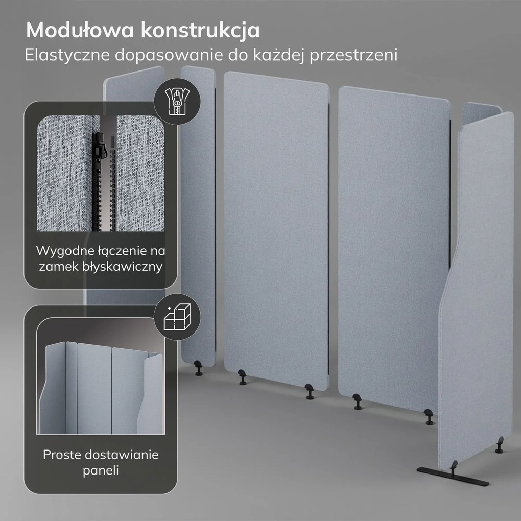 Parawan akustyczny, ścianka biurowa Moon Dust, 280/145 cm: SADIE