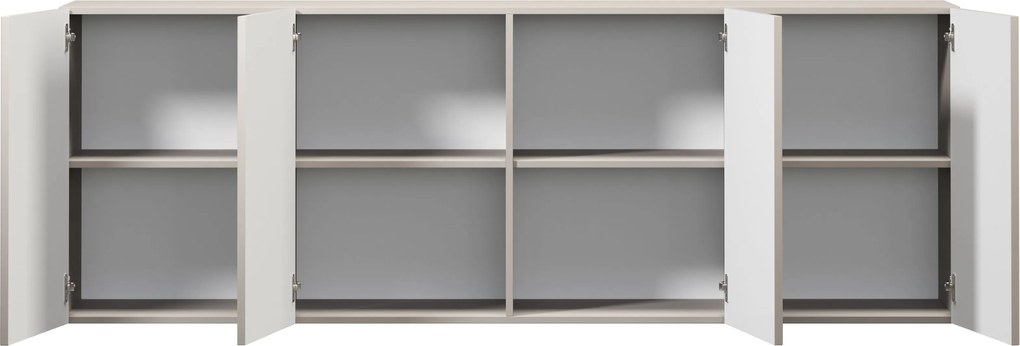 Komoda wisząca Lorini 200 cm czterodrzwiowa - kaszmir / złote uchwyty