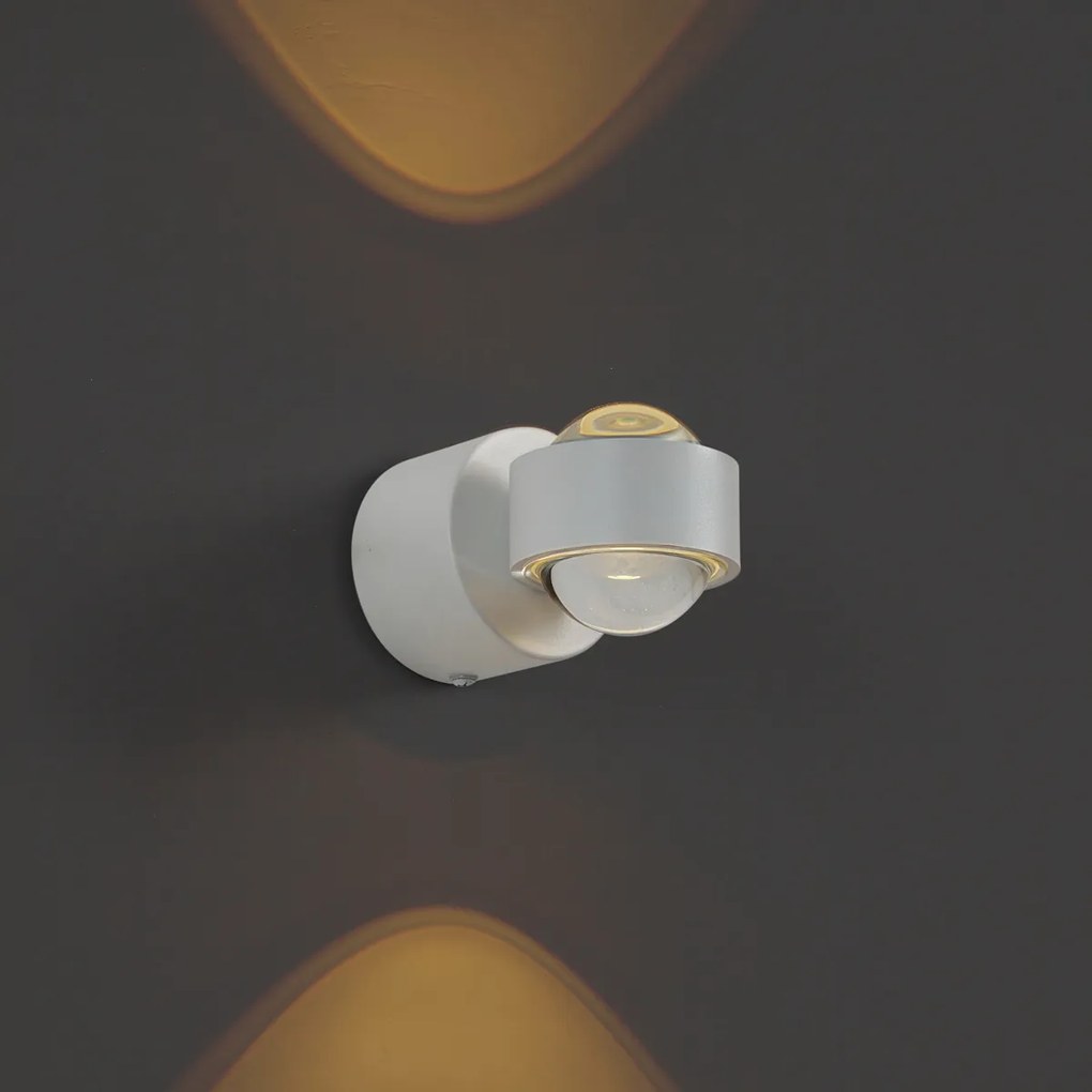 Designerski kinkiet biały z LED IP44 - Lens