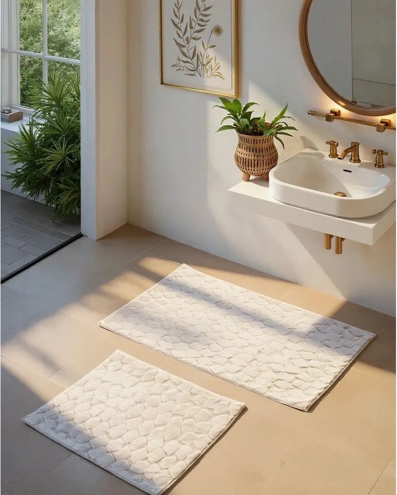 Kremowe dywaniki łazienkowe zestaw 2 szt. 60x100 cm Rabbit – Foutastic