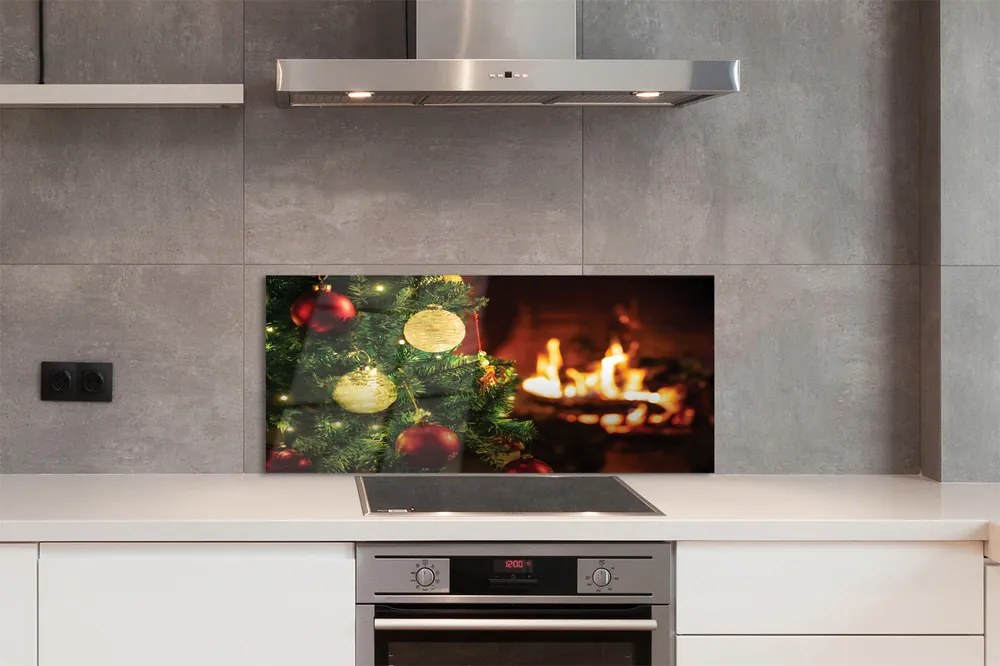 Szklany Panel Bombki nad Kominkiem