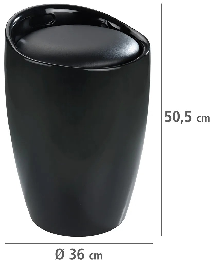 Pufa CANDY BLACK - kosz na pranie, 2w1, WENKO