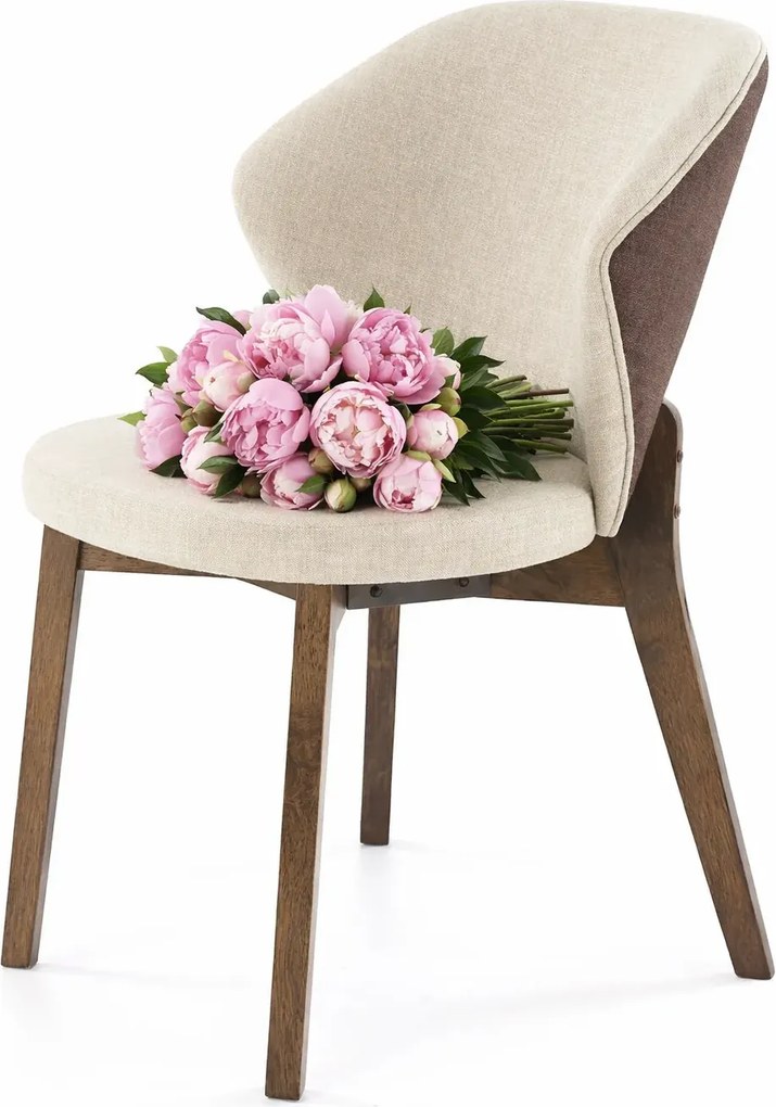 Nowoczesne beżowe krzesło drewniane - Defiks