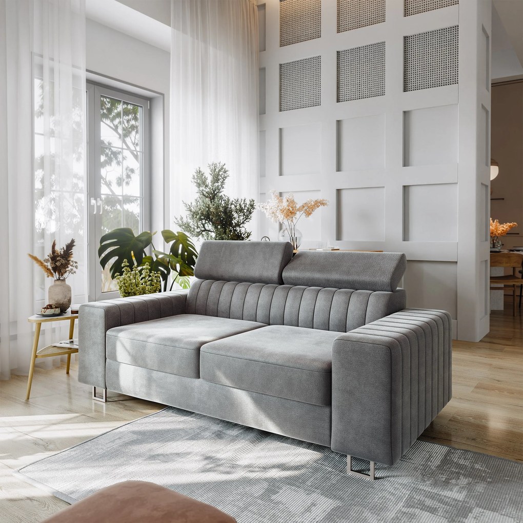 Masseno Sofa SOLAN z funkcją spania - Jasnoszary - MONOLITH 84