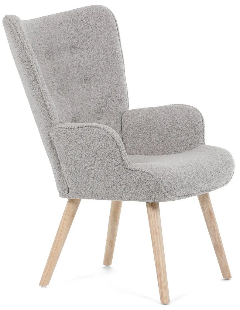 Fotel uszany Bouclé GREY2, szary
