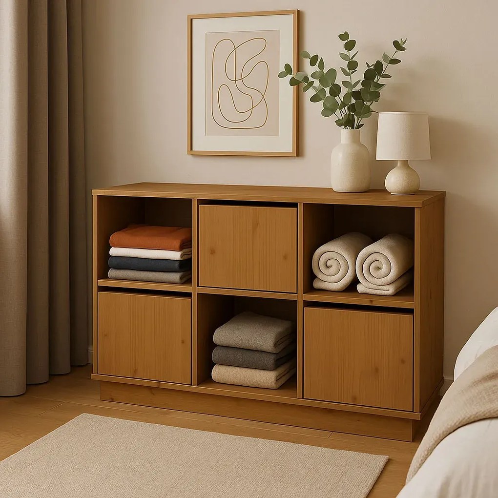 Drewniany regał na ubrania miodowy brąz A5-F00