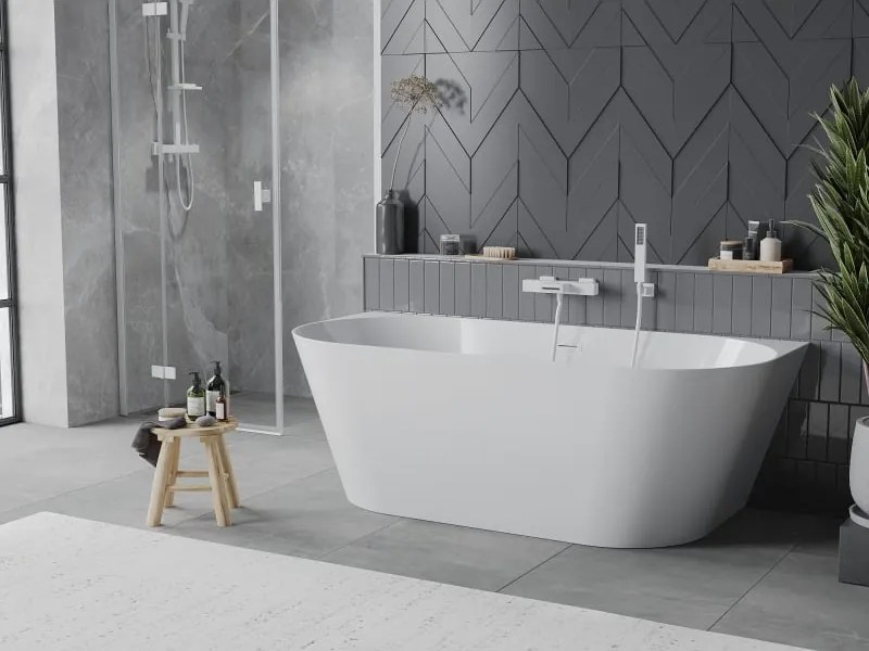 Mexen Oval Slim wanna wolnostojąca przyścienna 170 x 80 cm, biała, przelew biały - 52661708000-20