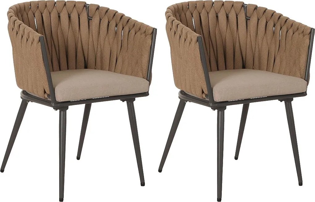 Krzesło ogrodowe MCW-N38 (zestaw 2 sztuk),  beżowa poduszka jasnobrązowa