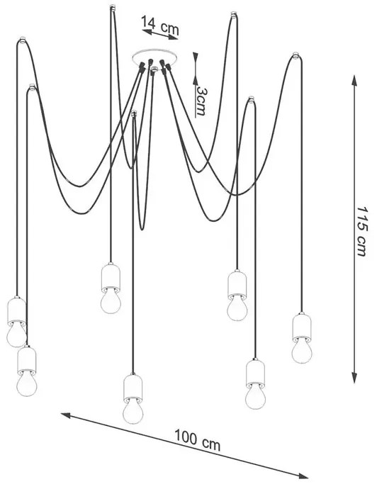 Lampa wisząca pająk z 7 oprawkami loft - A374-Sigo