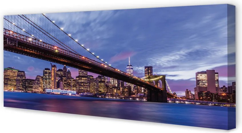 Duży obraz na płótnie Wieżowce i Most o Zachodzie
