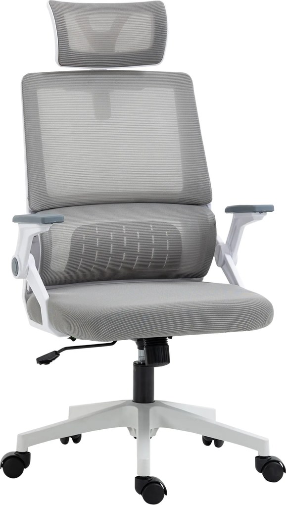 Vinsetto Ergonomiczne Krzesło Biurowe Regulowana Podgłówka 58x61x119cm Szary | Aosom PL