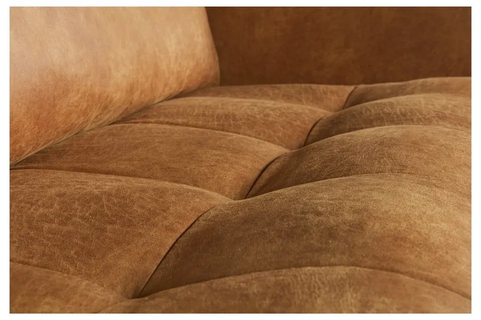 Brązowa sofa ze skóry z recyklingu BePureHome Rodeo, 277 cm