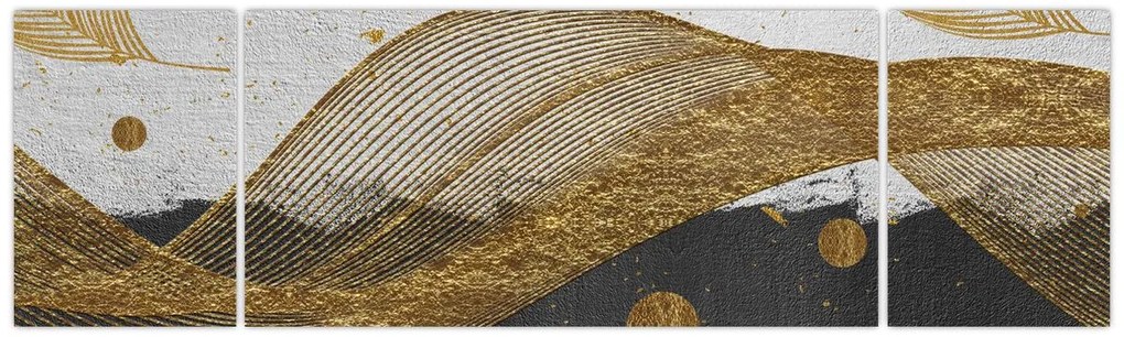 Obraz - Złote piórka (170x50 cm)