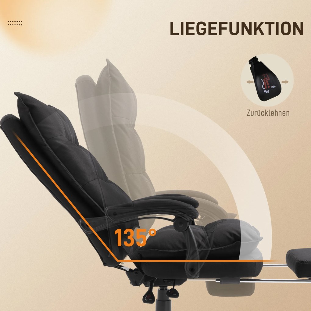 Vinsetto Fotel biurowy z masażerem obrotowy z regulacją wysokości funkcja masażu czarny wygodny | Aosom PL