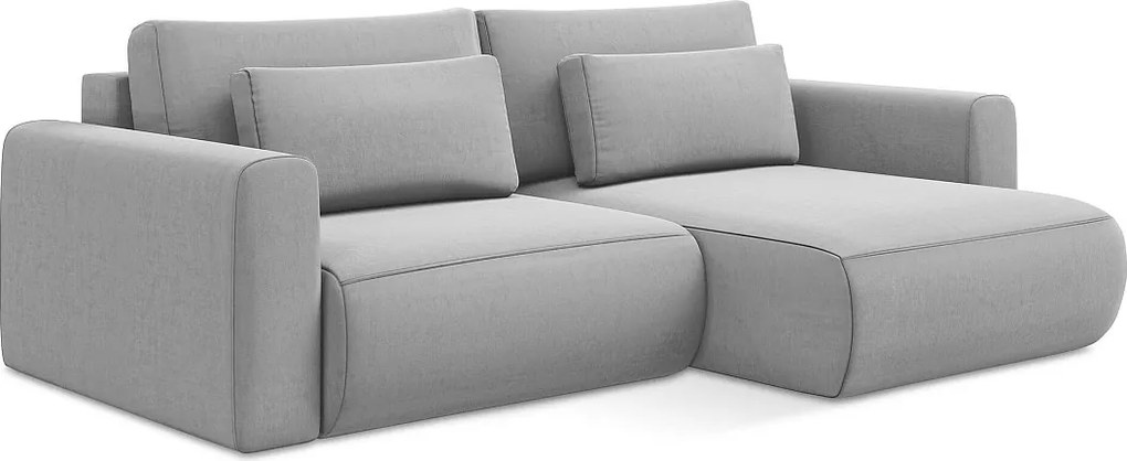 Narożnik prawostronny z funkcją spania - z tkaniny welwetowej - szary - KAPUA