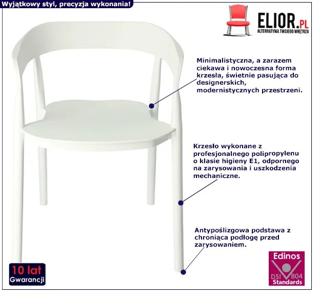 Białe minimalistyczne krzesło - Uvos