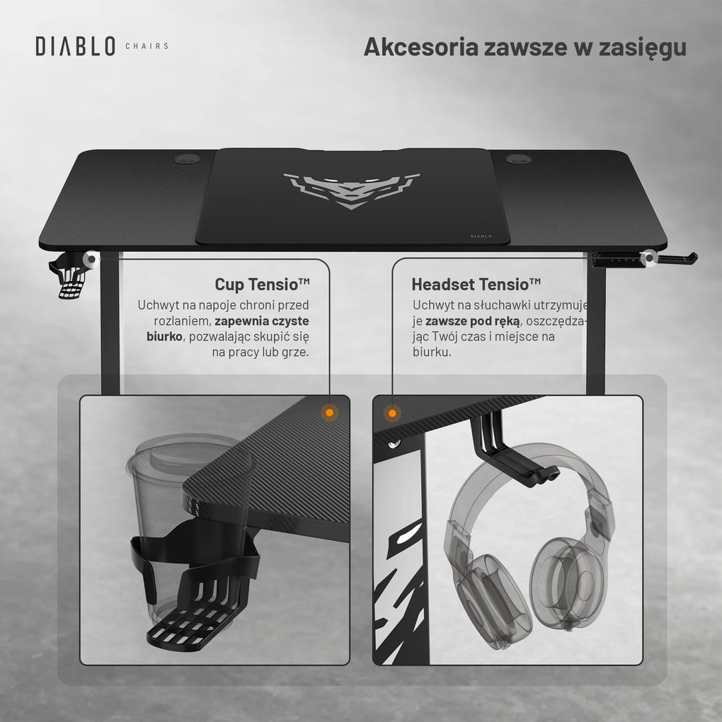 Biurko z regulacją wysokości Diablo X-TENSIO 1400 czarne