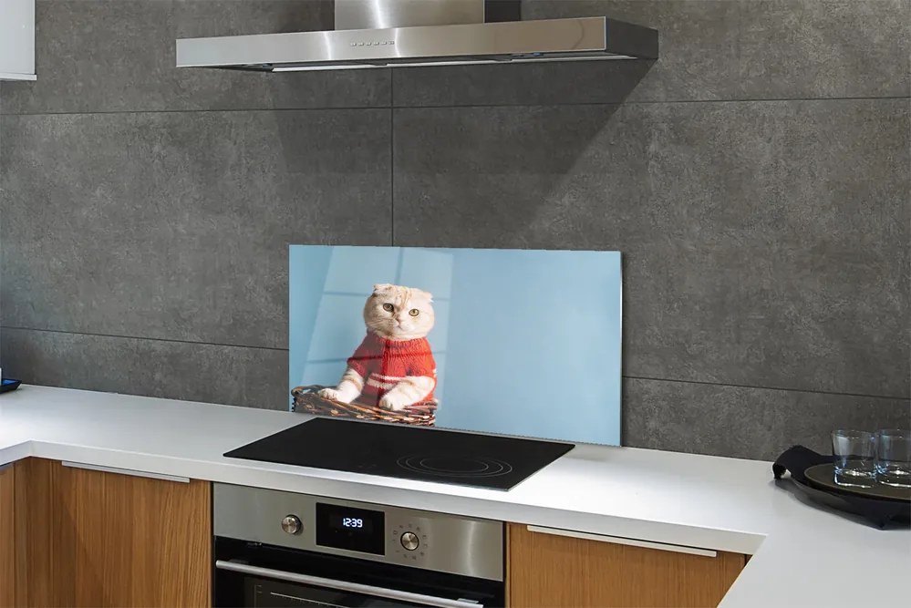 Panel Szklany Portret Siedzącego Kota