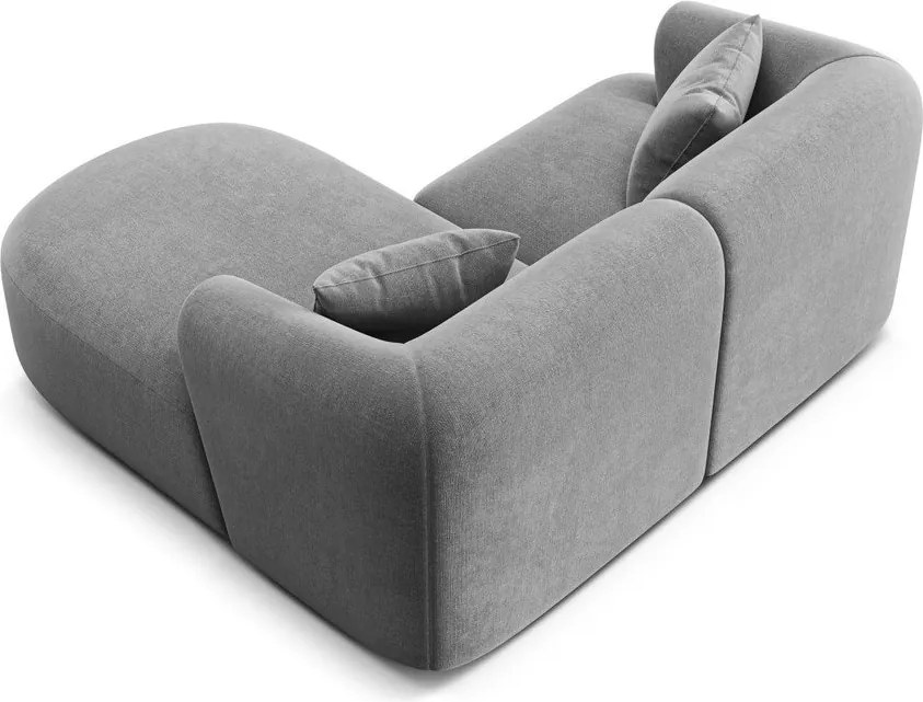 Jasnoszary aksamitny narożnik (prawostronny/z szezlongiem) Campi – Cosmopolitan Design