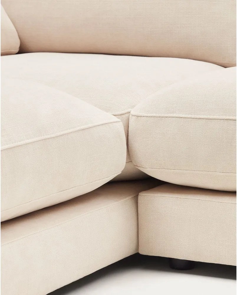 Beżowy narożnik z tkaniny szenilowej (lewostronny/z szezlongiem) Gala – Kave Home